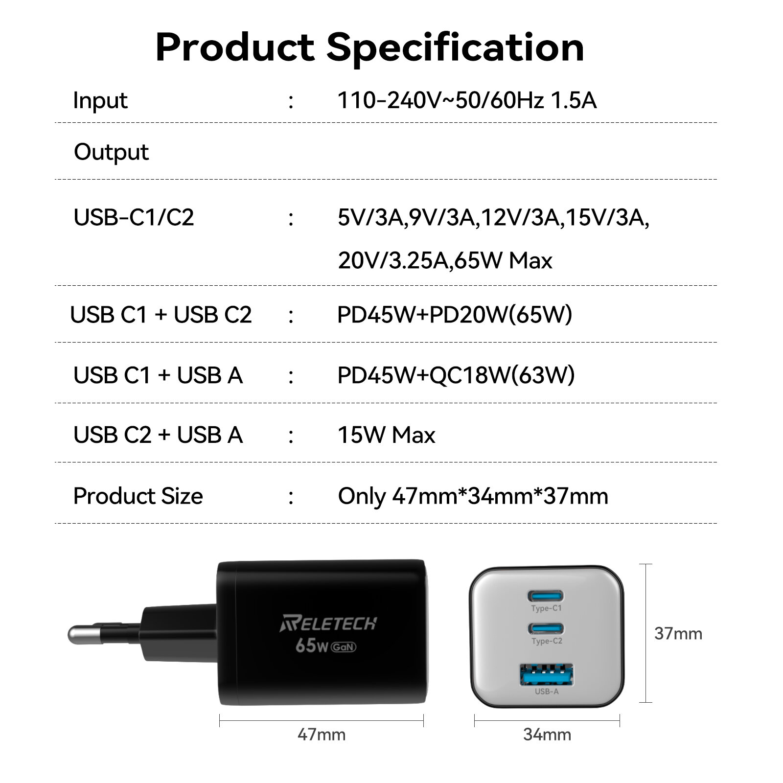 Reletech USB C зарядное устройство: мощный и компактный зарядный адаптер фото 7