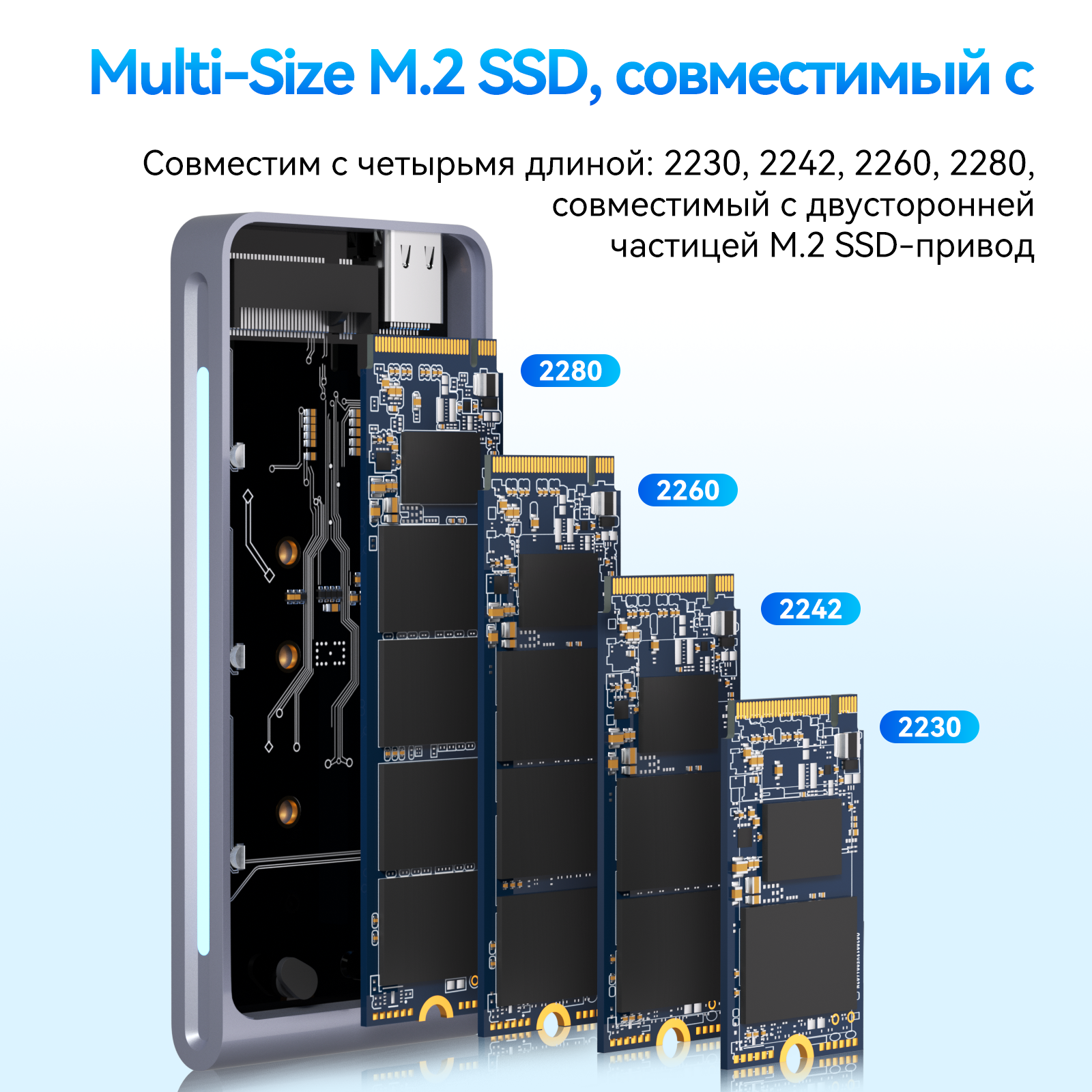 Высокоскоростной USB-C 10Gbps бокс для SSD M фото 3