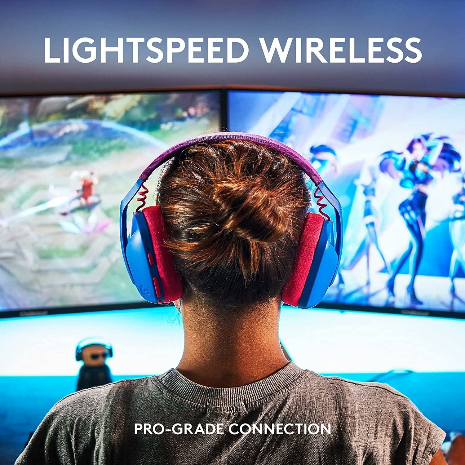 Ультралегкие беспроводные игровые наушники Logitech G435 в ярком синем цвете фото 2