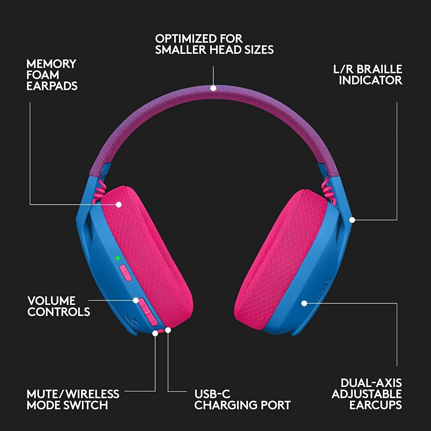Ультралегкие беспроводные игровые наушники Logitech G435 в ярком синем цвете фото 7