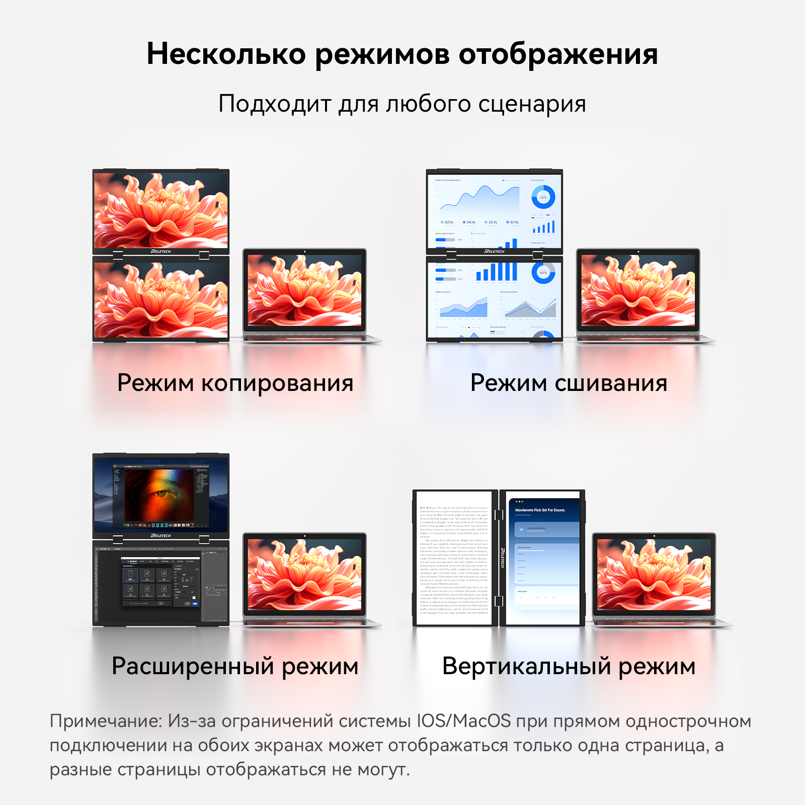 Reletech 15,6-дюймовый двойной экран портативный монитор 1080P FHD: наслаждайтесь качеством изображения фото 7