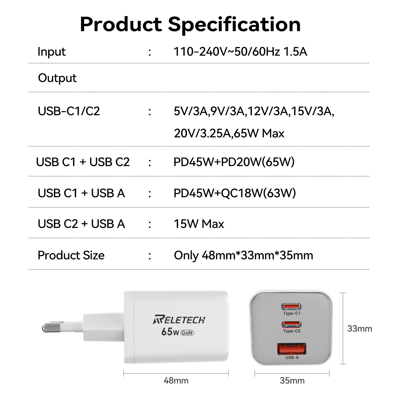 Reletech USB C зарядное устройство: мощный и компактный зарядный адаптер фото 7