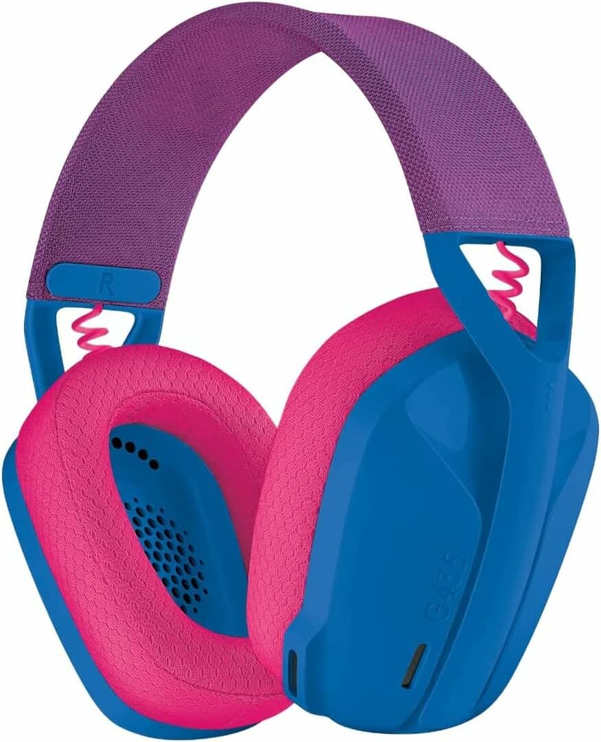Ультралегкие беспроводные игровые наушники Logitech G435 в ярком синем цвете